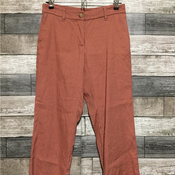 J Jill Linen Stretch Pants Cropped Women’s 2P (Inseam 21) Brown Red Casual - Picture 5 of 10
